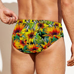 Autumn Sunflower Pattern Print Men's Swim Briefs
