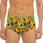 Autumn Sunflower Pattern Print Men's Triangle Swim Briefs