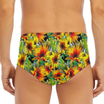 Autumn Sunflower Pattern Print Men's Triangle Swim Briefs