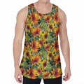 Autumn Sunflower Pattern Print Men's Velvet Tank Top