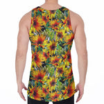 Autumn Sunflower Pattern Print Men's Velvet Tank Top