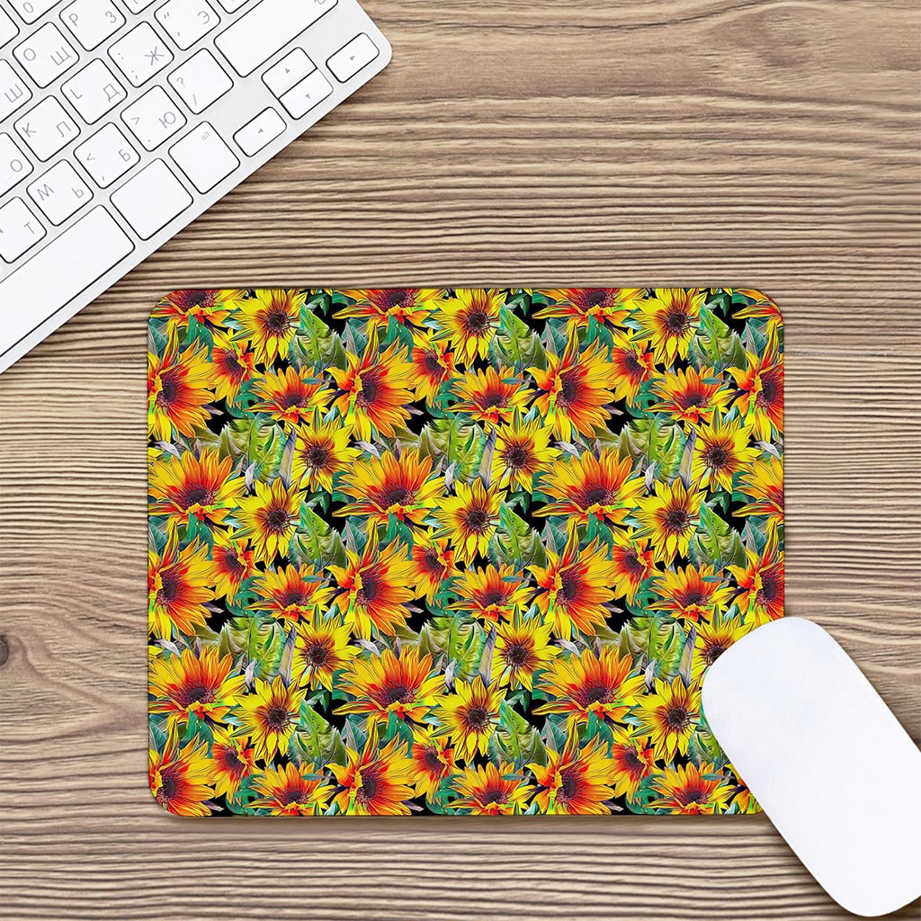 Autumn Sunflower Pattern Print Mouse Pad