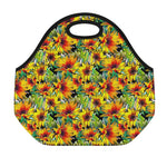 Autumn Sunflower Pattern Print Neoprene Lunch Bag