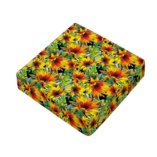 Autumn Sunflower Pattern Print Outdoor Seat Cushion Cover