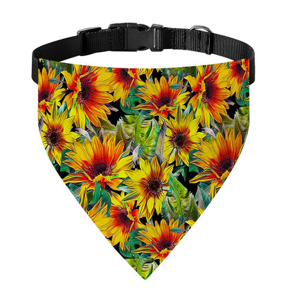 Autumn Sunflower Pattern Print Over The Collar Dog Bandana