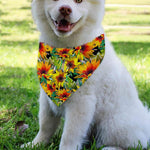 Autumn Sunflower Pattern Print Over The Collar Dog Bandana