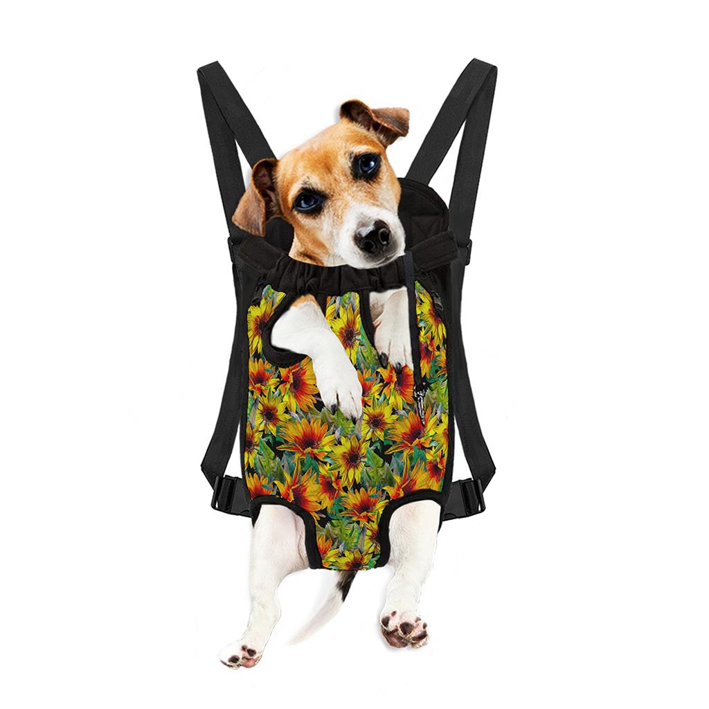 Autumn Sunflower Pattern Print Pet Carrier Backpack