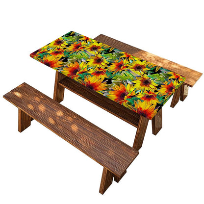 Autumn Sunflower Pattern Print Picnic Table Cover
