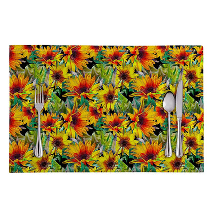 Autumn Sunflower Pattern Print Placemat
