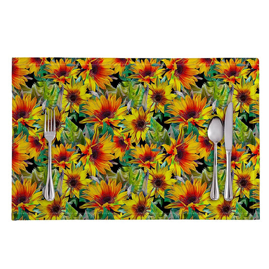 Autumn Sunflower Pattern Print Placemat