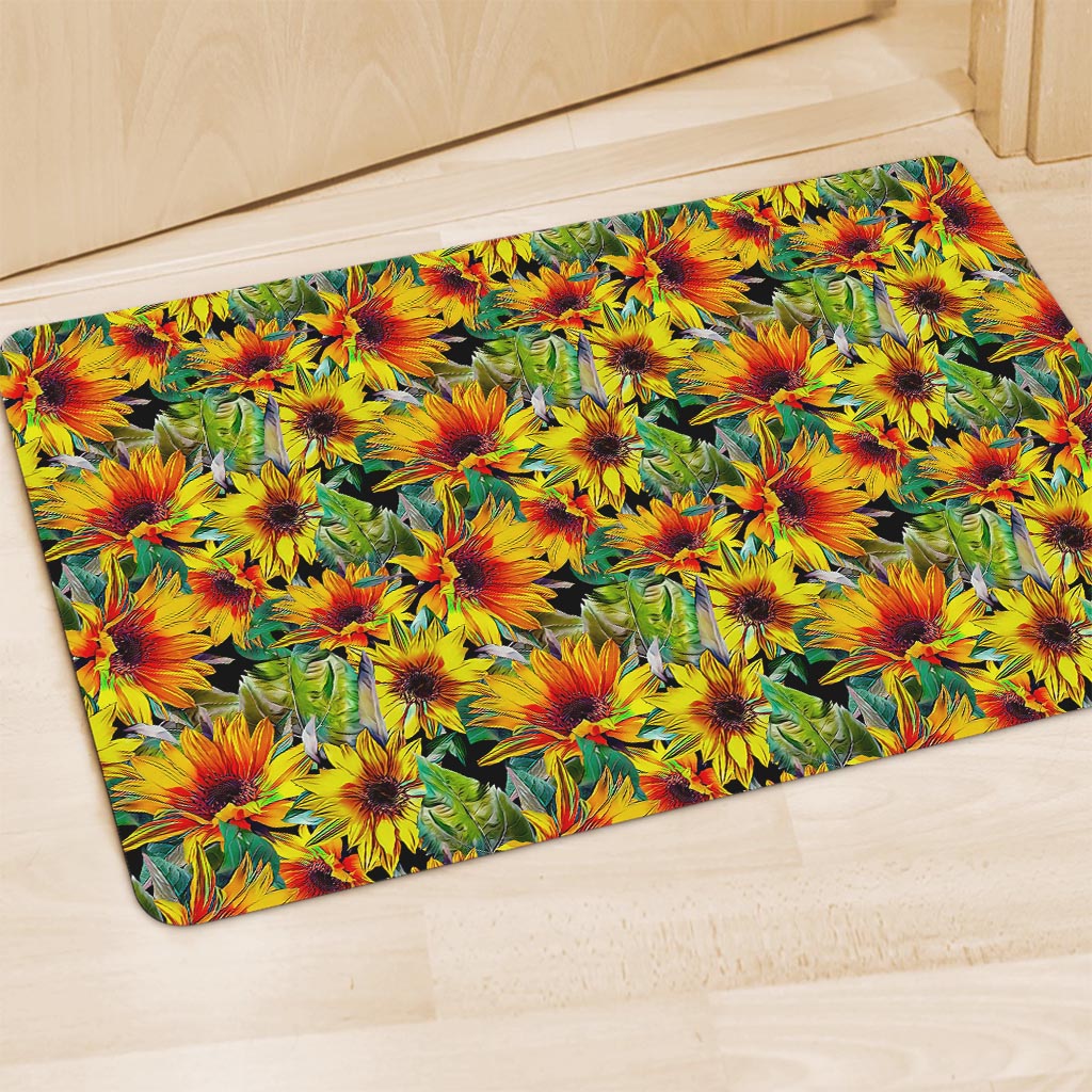 Autumn Sunflower Pattern Print Polyester Doormat