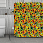 Autumn Sunflower Pattern Print Polyester Shower Curtain
