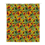 Autumn Sunflower Pattern Print Polyester Shower Curtain