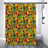 Autumn Sunflower Pattern Print Premium Shower Curtain