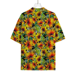 Autumn Sunflower Pattern Print Rayon Hawaiian Shirt