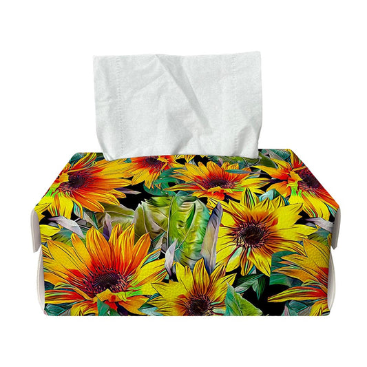 Autumn Sunflower Pattern Print Rectangle Tissue Box Cover