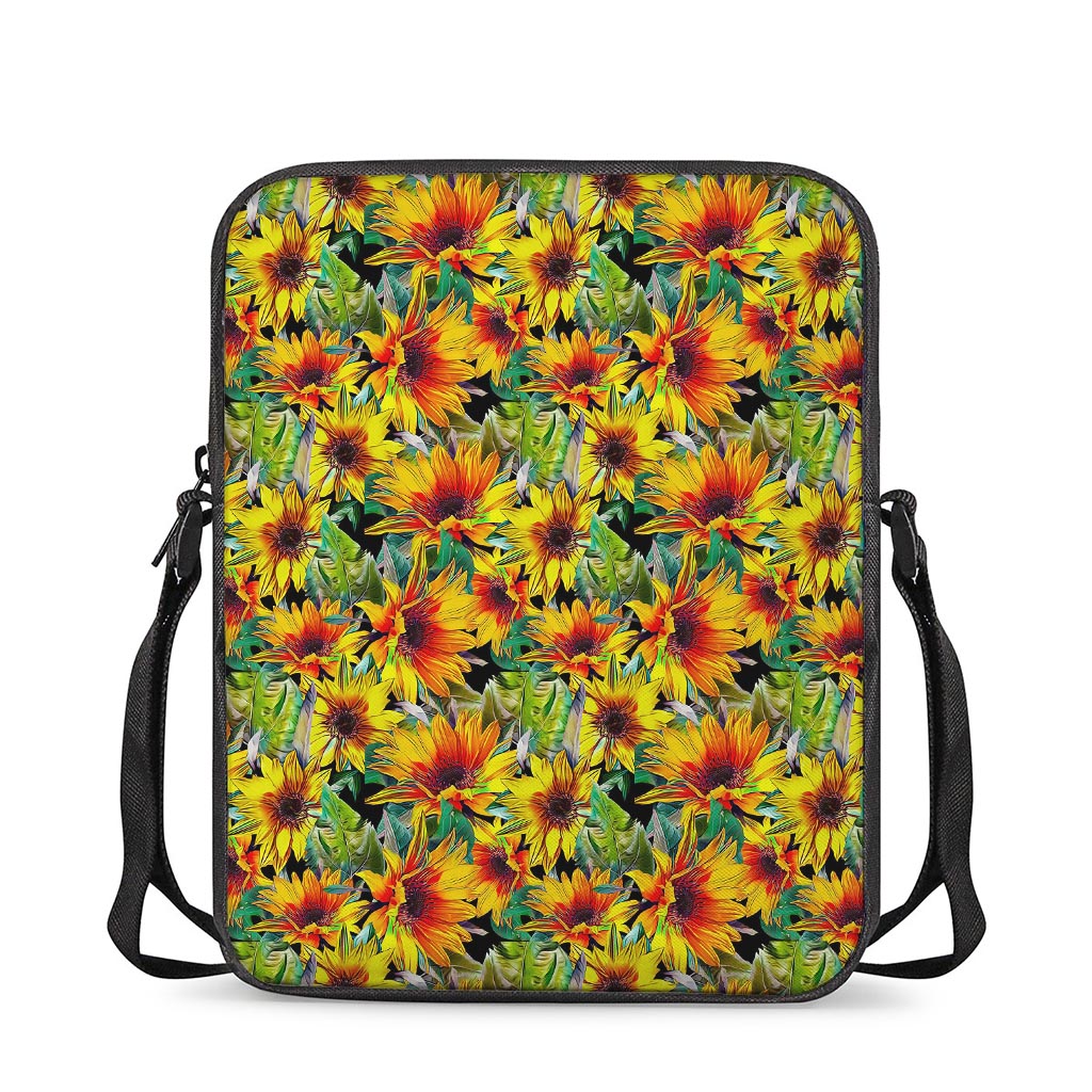 Autumn Sunflower Pattern Print Rectangular Crossbody Bag