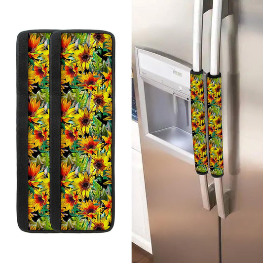 Autumn Sunflower Pattern Print Refrigerator Handle Covers