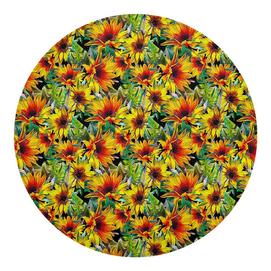 Autumn Sunflower Pattern Print Round Blanket