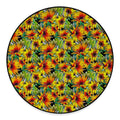 Autumn Sunflower Pattern Print Round Floor Mat