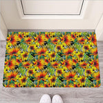 Autumn Sunflower Pattern Print Rubber Doormat