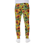 Autumn Sunflower Pattern Print Scuba Joggers