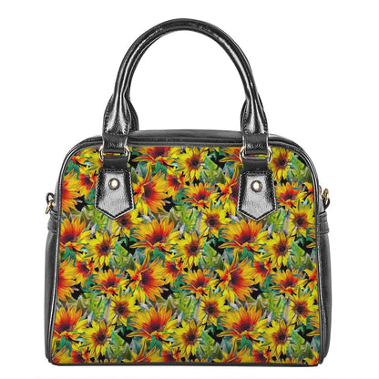 Autumn Sunflower Pattern Print Shoulder Handbag