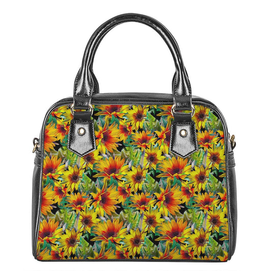 Autumn Sunflower Pattern Print Shoulder Handbag