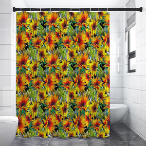 Autumn Sunflower Pattern Print Shower Curtain