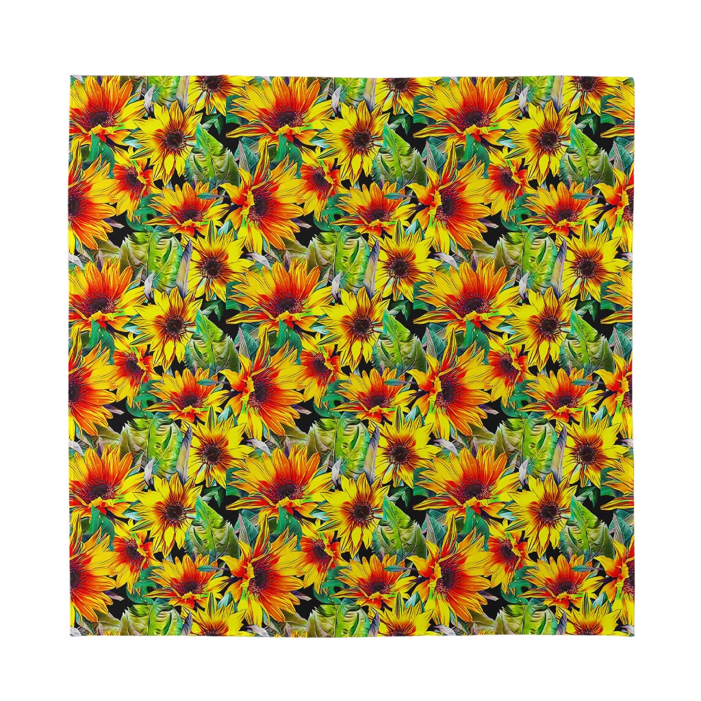 Autumn Sunflower Pattern Print Silk Bandana