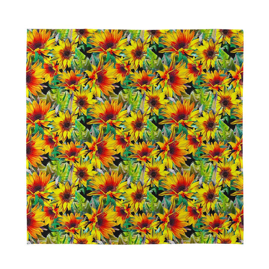 Autumn Sunflower Pattern Print Silk Bandana