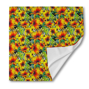 Autumn Sunflower Pattern Print Silk Bandana