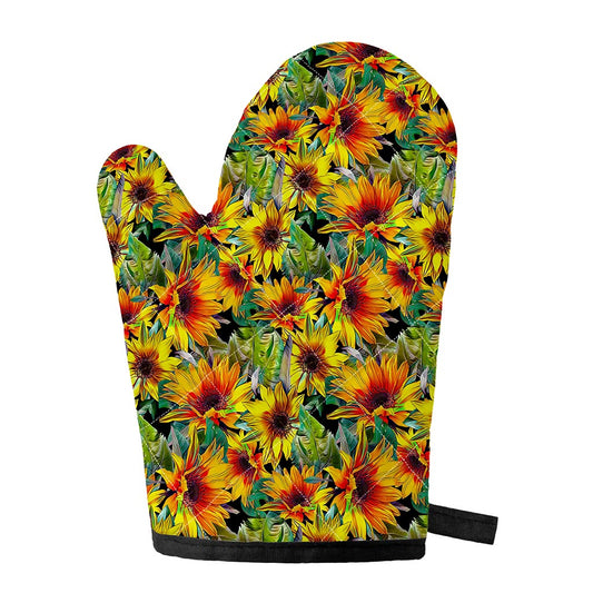 Autumn Sunflower Pattern Print Single Oven Mitt