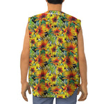 Autumn Sunflower Pattern Print Sleeveless Baseball Jersey