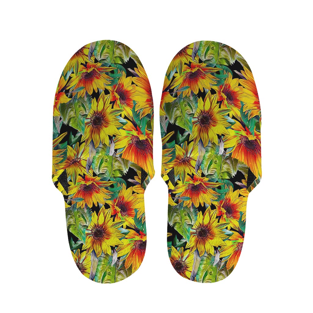 Autumn Sunflower Pattern Print Slippers