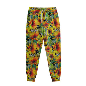 Autumn Sunflower Pattern Print Sweatpants