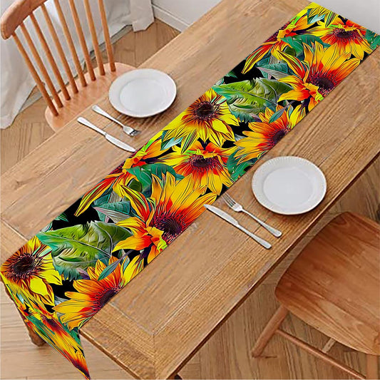 Autumn Sunflower Pattern Print Table Runner