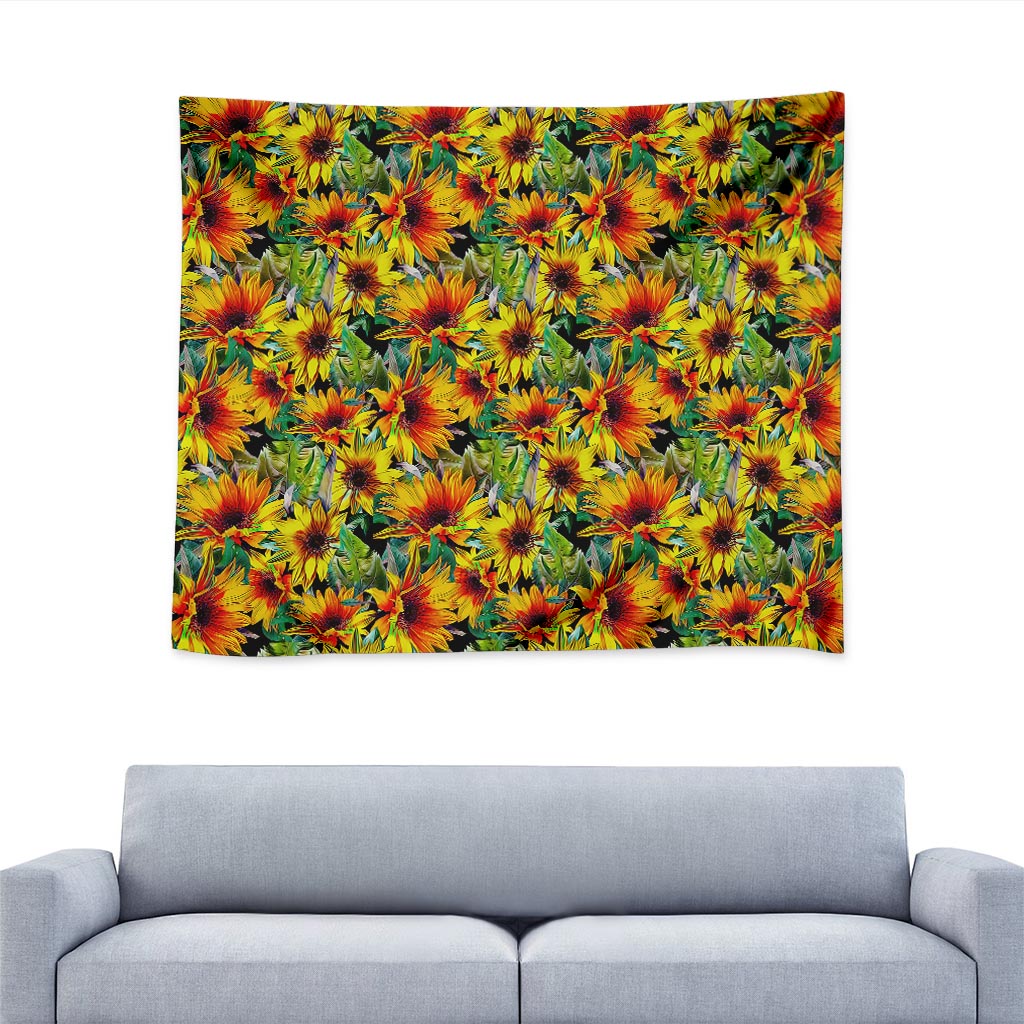 Autumn Sunflower Pattern Print Tapestry