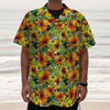 Autumn Sunflower Pattern Print Textured Short Sleeve Shirt