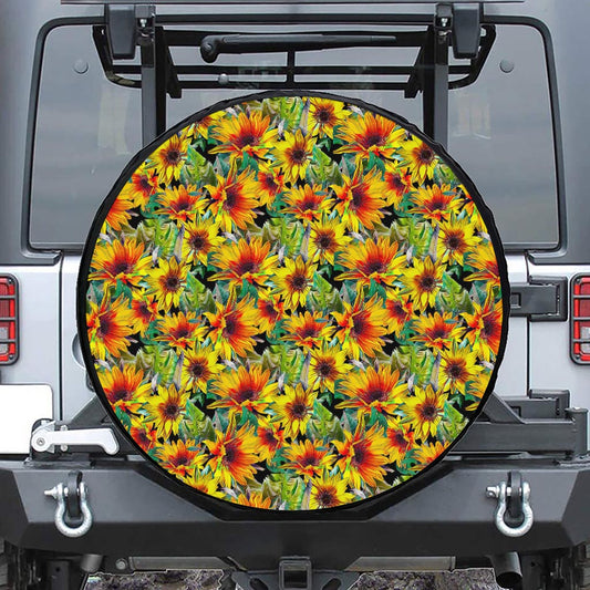 Autumn Sunflower Pattern Print Tire Cover