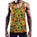 Autumn Sunflower Pattern Print Men's Workout Tank Top