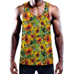 Autumn Sunflower Pattern Print Training Tank Top