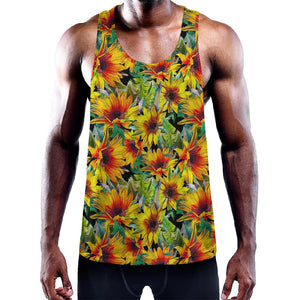 Autumn Sunflower Pattern Print Training Tank Top