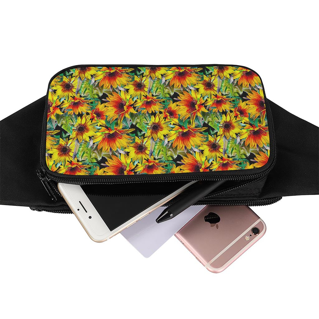 Autumn Sunflower Pattern Print Waist Bag