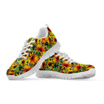 Autumn Sunflower Pattern Print White Running Shoes