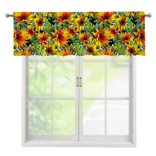 Autumn Sunflower Pattern Print Window Valance