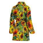 Autumn Sunflower Pattern Print Women's Bathrobe