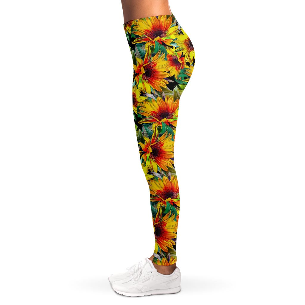 Autumn Sunflower Pattern Print Women's Leggings