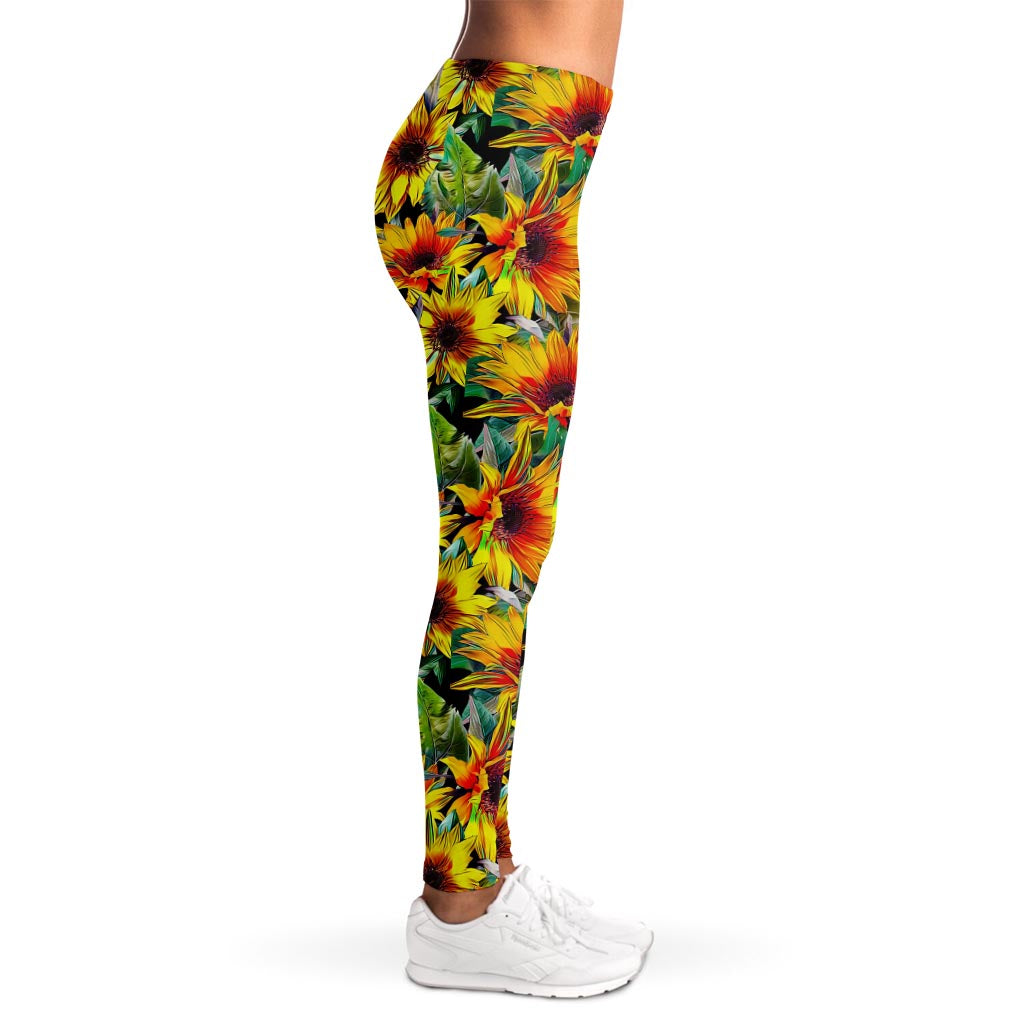 Autumn Sunflower Pattern Print Women's Leggings