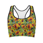 Autumn Sunflower Pattern Print Women's Sports Bra